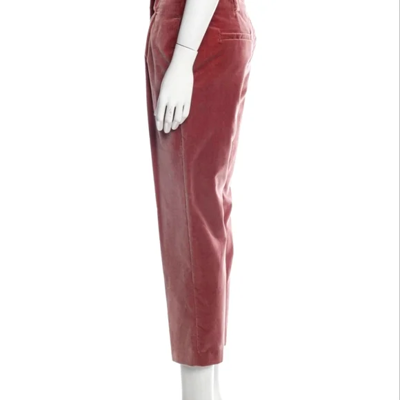 Brunello Cucinelli Pink Velvet Straight Leg High Rise Pants - Picture 3 of 4